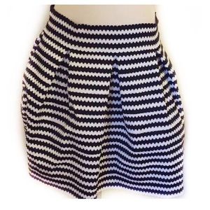 Express Black & White Striped Skirt